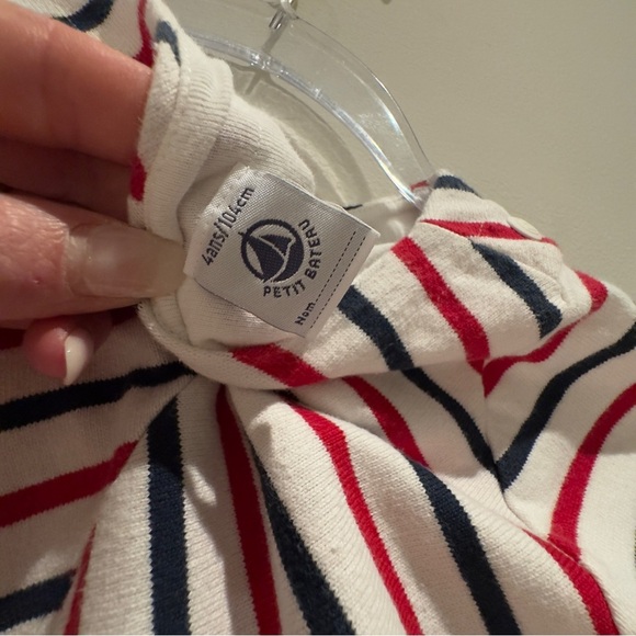 Petit Bateau Vertical Striped Kids Dress Red, Blue, and White Size 4 ANS - Picture 6 of 10